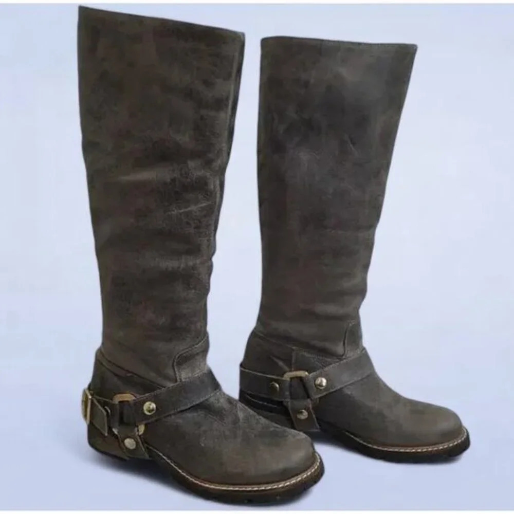 KG by Kurt Geiger Distressed Brown‎ Leather Riding Boots - Size 7